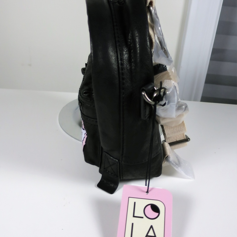 LOLA Stargazing Convertible Mini Black Leather Backpack NWT - Picture 8 of 16